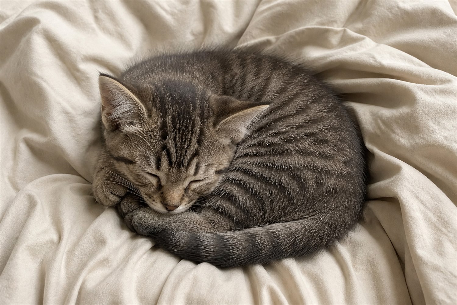 Tilly sleeping on the bed